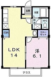 コーポ竹内I 1階1LDKの間取り