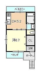 コーポ品川 1Kの間取図画像