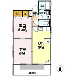 ソシア寿正 2DKの間取図画像