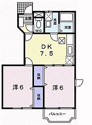 フローラル2 2DKの間取図画像
