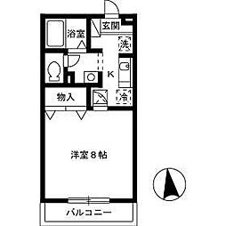 コンフィアンサ山本 1Kの間取図画像