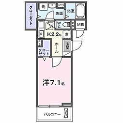 JADA House桜井 1Kの間取図画像