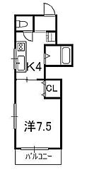 新井コーポ2 1DKの間取図画像