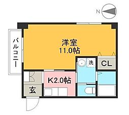 ロイヤル新本町 1Kの間取図画像