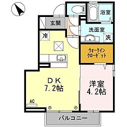 エクセル21 1DKの間取図画像