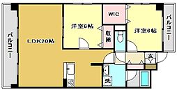 グランドール桜井 2LDKの間取図画像