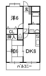 センチュリー一ッ橋 2DKの間取図画像