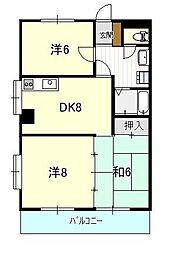 Aクイック 3DKの間取図画像