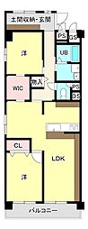 道後姫塚ハイツ 2LDKの間取図画像