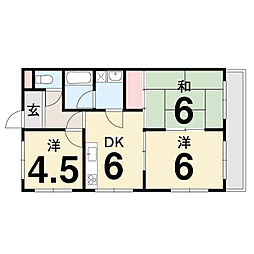 エルフ松本 3DKの間取図画像