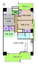 ビ・ウェル九反田堀川 3LDKの間取図画像