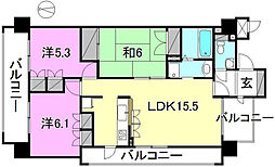 サーパス市駅前 3LDKの間取図画像