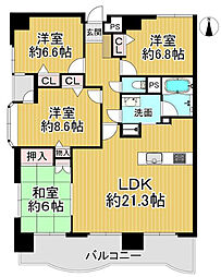 ダイアパレス山越 4LDKの間取図画像