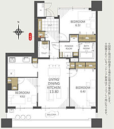 グランディアパークウエスト 3LDKの間取図画像