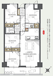サーパス衣山壱番館 4LDKの間取図画像