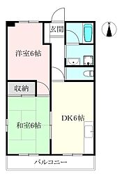 ロータリー本町 2DKの間取図画像
