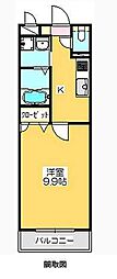 マリベール・ウイング 1Kの間取図画像