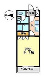 イーストリバー 1Kの間取図画像