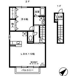 ボナール2 1LDKの間取図画像