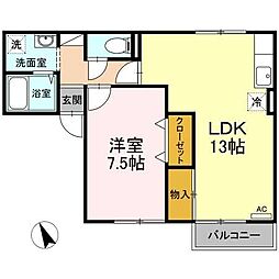 セジュールミナミA 1LDKの間取図画像
