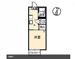 ウィスティアリア雅 1Kの間取図画像