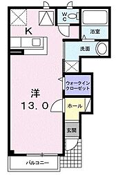 パステーク・古川B ワンルームの間取図画像