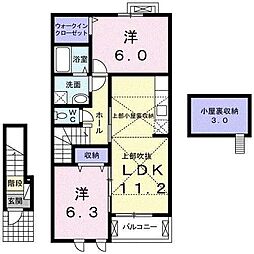 ベル・ヴィオラK2 2LDKの間取図画像