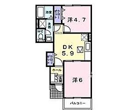 ロッソ・コルサB 2Kの間取図画像