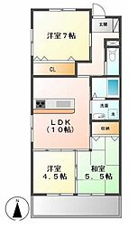 桧垣マンション 3LDKの間取図画像