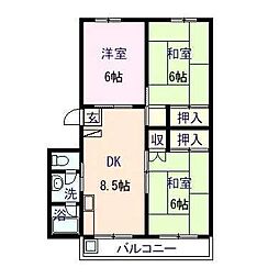 ベルコート七宝台 3DKの間取図画像