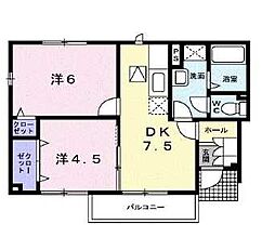 グランすずかぜの丘C 2DKの間取図画像