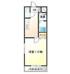 マリベール・ウイング 1Kの間取図画像