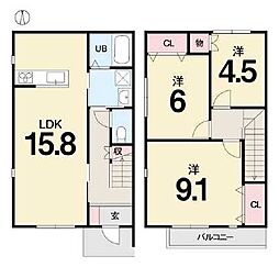 BelleVie  TAKATSU  A棟 3LDKの間取図画像