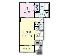 シュウプリング3 1LDKの間取図画像