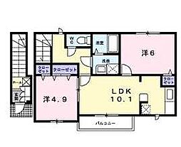 サニー・スマイル飯岡A棟 2LDKの間取図画像