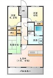 マリベール中須賀 3LDKの間取図画像