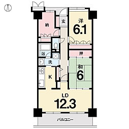 サーパス高須第3 2SLDKの間取図画像