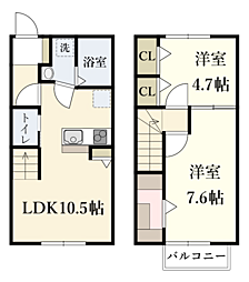 MIYABI 1階2LDKの間取り