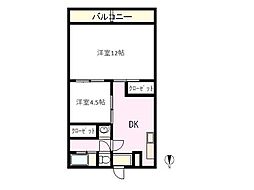 第二グリーンハウス久留米 2LDKの間取図画像