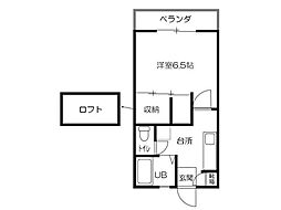 アパートメントラ・ココ 1Kの間取図画像