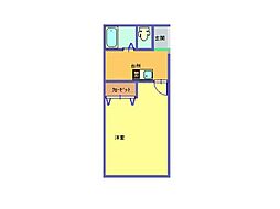 ライラックコトブキB棟 1Kの間取図画像