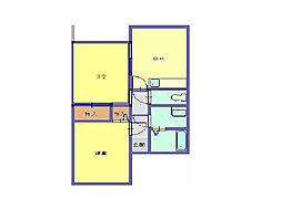 パークサイドハイツ 2DKの間取図画像