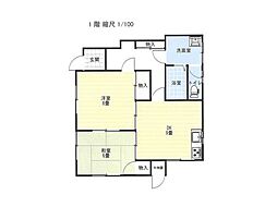 モイドォム安庭1 2DKの間取図画像