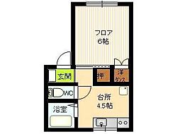 レインボーハウス 1Kの間取図画像