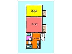 ビバリーハイツ 2DKの間取図画像