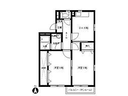 グラン・シャリオ 2DKの間取図画像