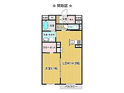 ベレオ大井 1LDKの間取図画像