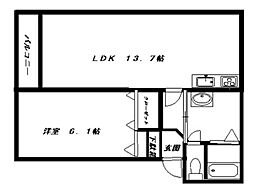 トゥー・ル・モンド月町 1LDKの間取図画像