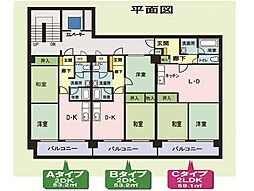 パルシティ21 2階2DKの間取り