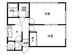 ゆうしんヒルズ 2Kの間取図画像